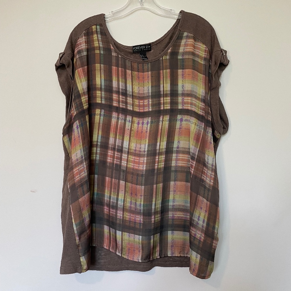 Cap sleeve plaid top
